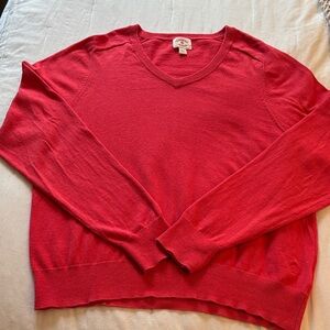 Brooks Brothers Vivid Dark Coral V-Neck Sweater
